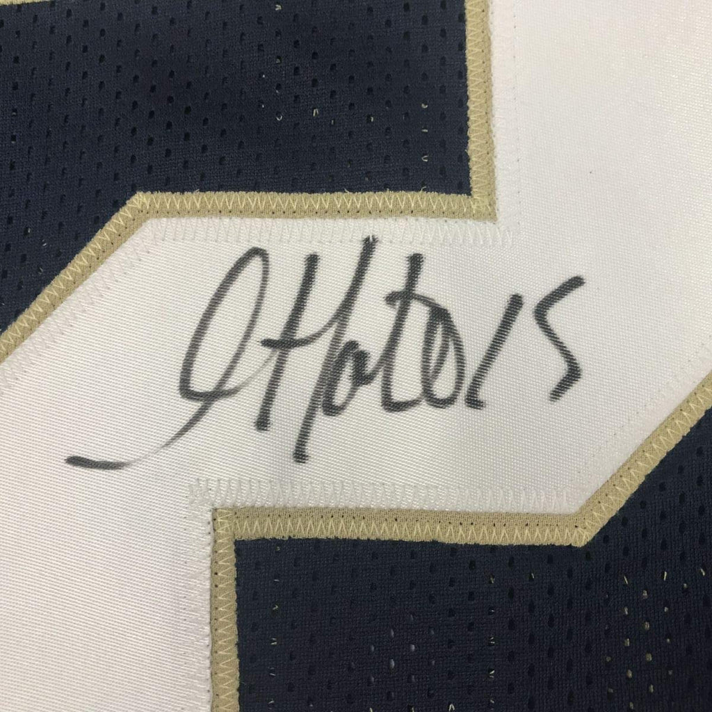 Framed Autographed/Signed Golden Tate 35x39 Notre Dame Blue College Football Jersey Beckett BAS COA