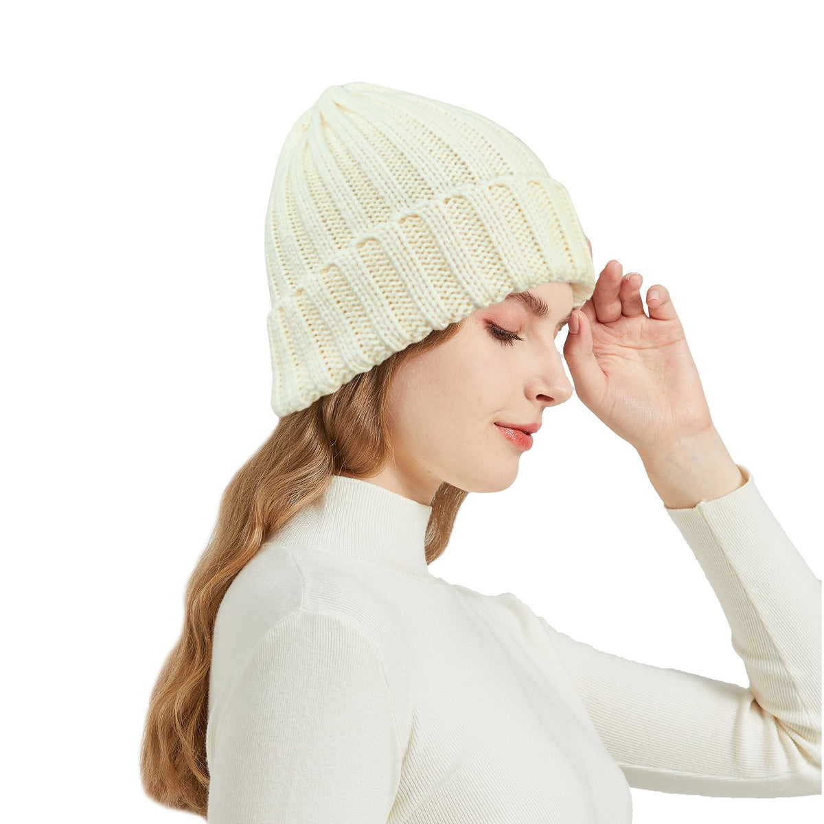 [Like New] NPQQUAN 2-Pack Khaki Knit Winter Beanies, Size S