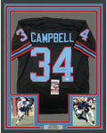 Framed Autographed/Signed Earl Campbell 35x39 Houston Black Football Jersey Beckett BAS COA