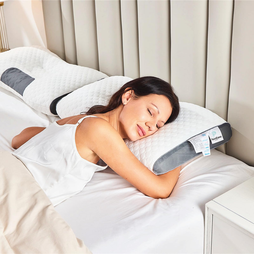 PainEase Neck Shoulder Massage Pillow Ergonomic Support White 19x29 Inch 1pc