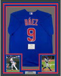 Framed Autographed/Signed Javier Baez 35x39 Chicago Cubs Blue Authentic Nike Baseball Jersey Fanatics COA