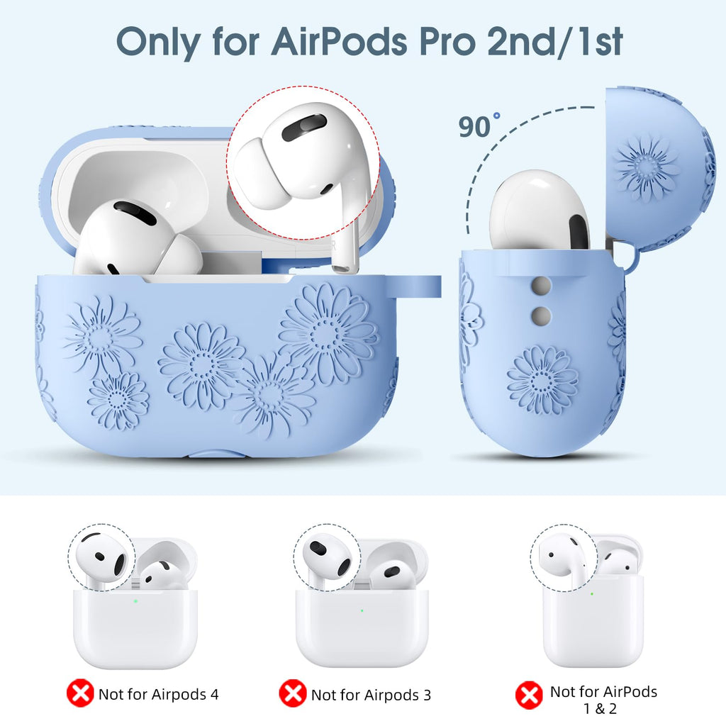 Adorve AirPods Pro Case Cover with Cleaner Kit Soft Silicone Sky Blue
