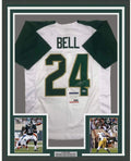 Framed Autographed/Signed LeVeon Le'Veon Bell 35x39 Michigan State White College Football Jersey PSA/DNA COA