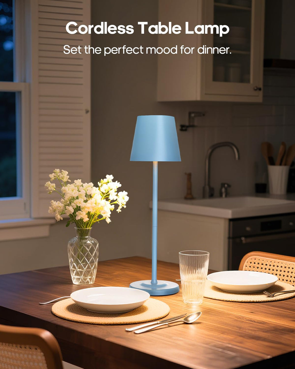 GOODEA Cordless Table Lamp 6000mAh Rechargeable 3 Color Dimmable White