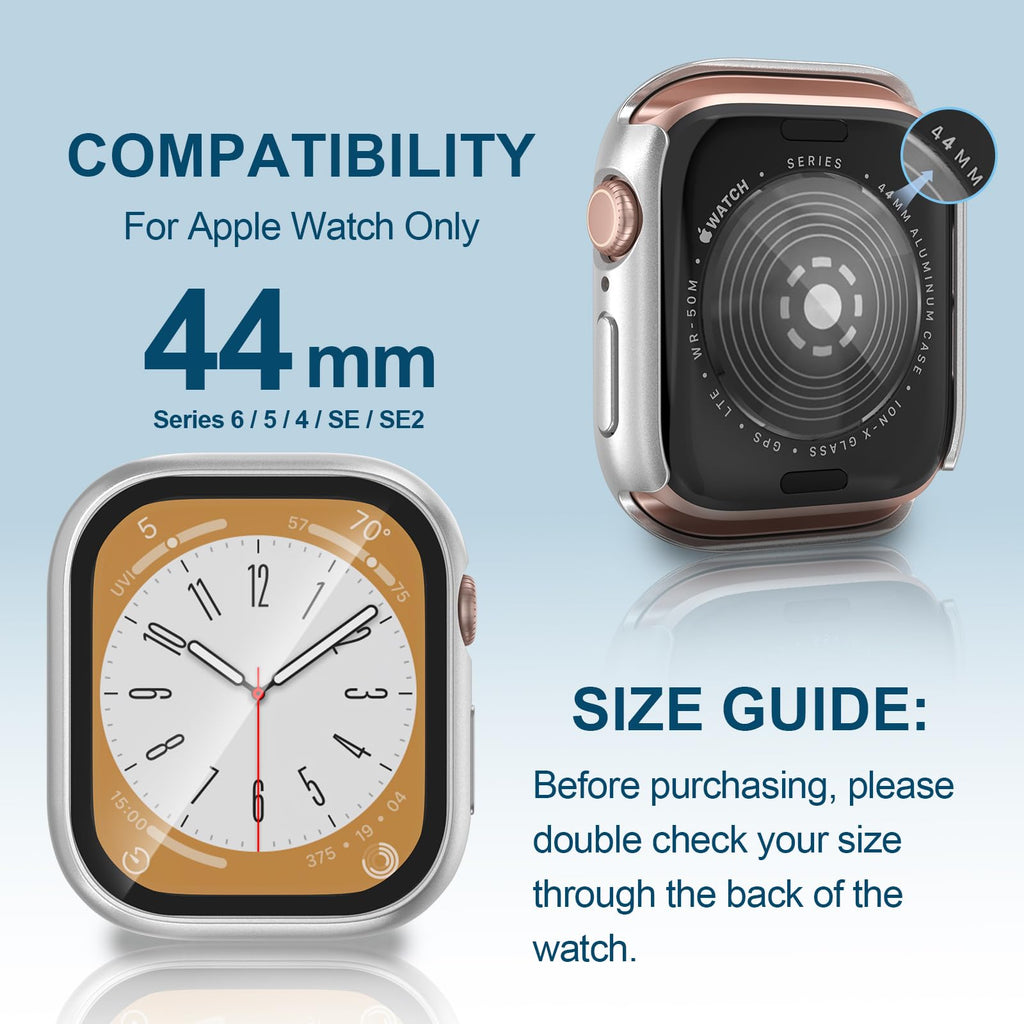 YIJDACASE Apple Watch SE/SE2/SE3 Series 4-6 44mm Silver Case Cover