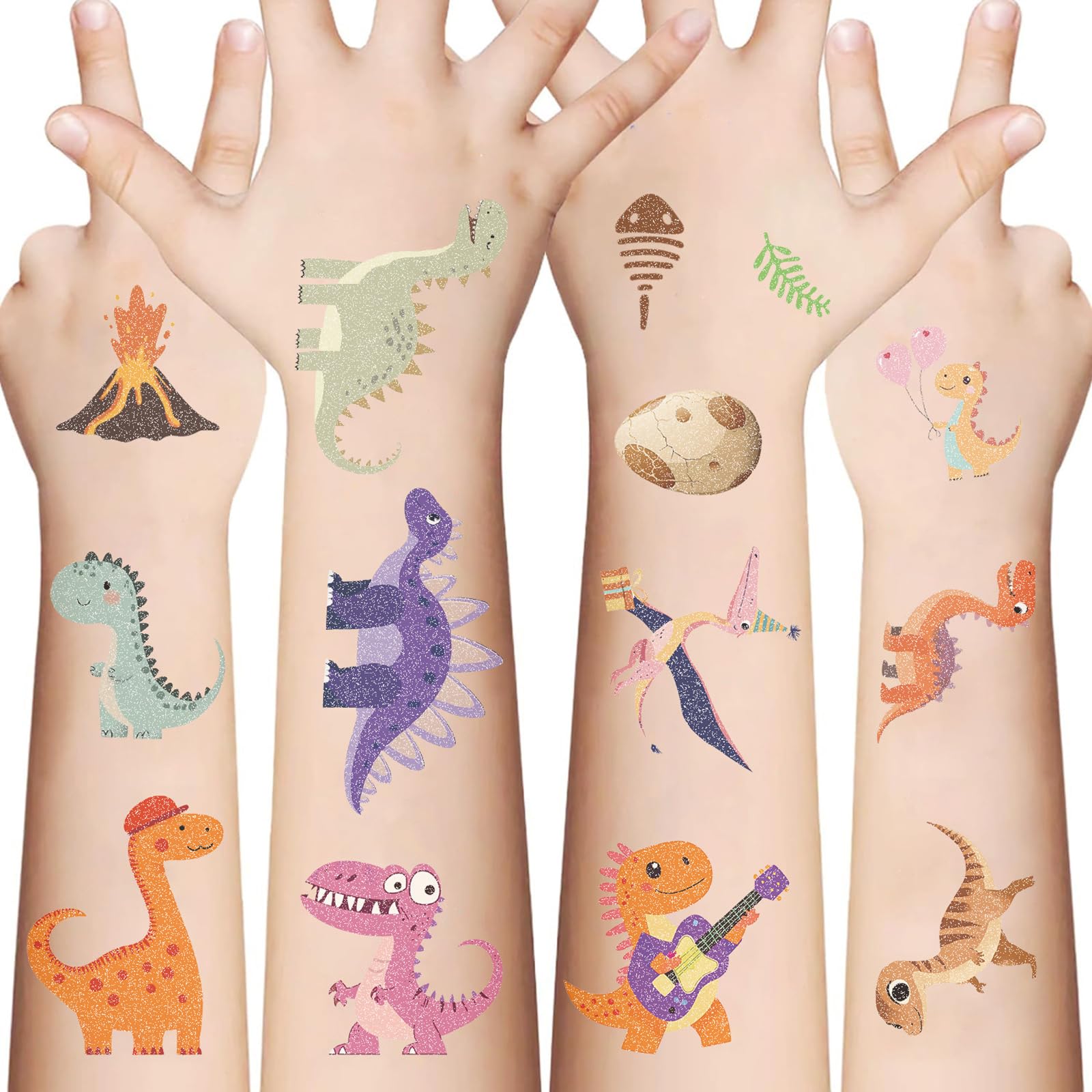 SBOBUY Dinosaur Temporary Tattoos 10 Sheets Blue Cartoon Kids Party Favors