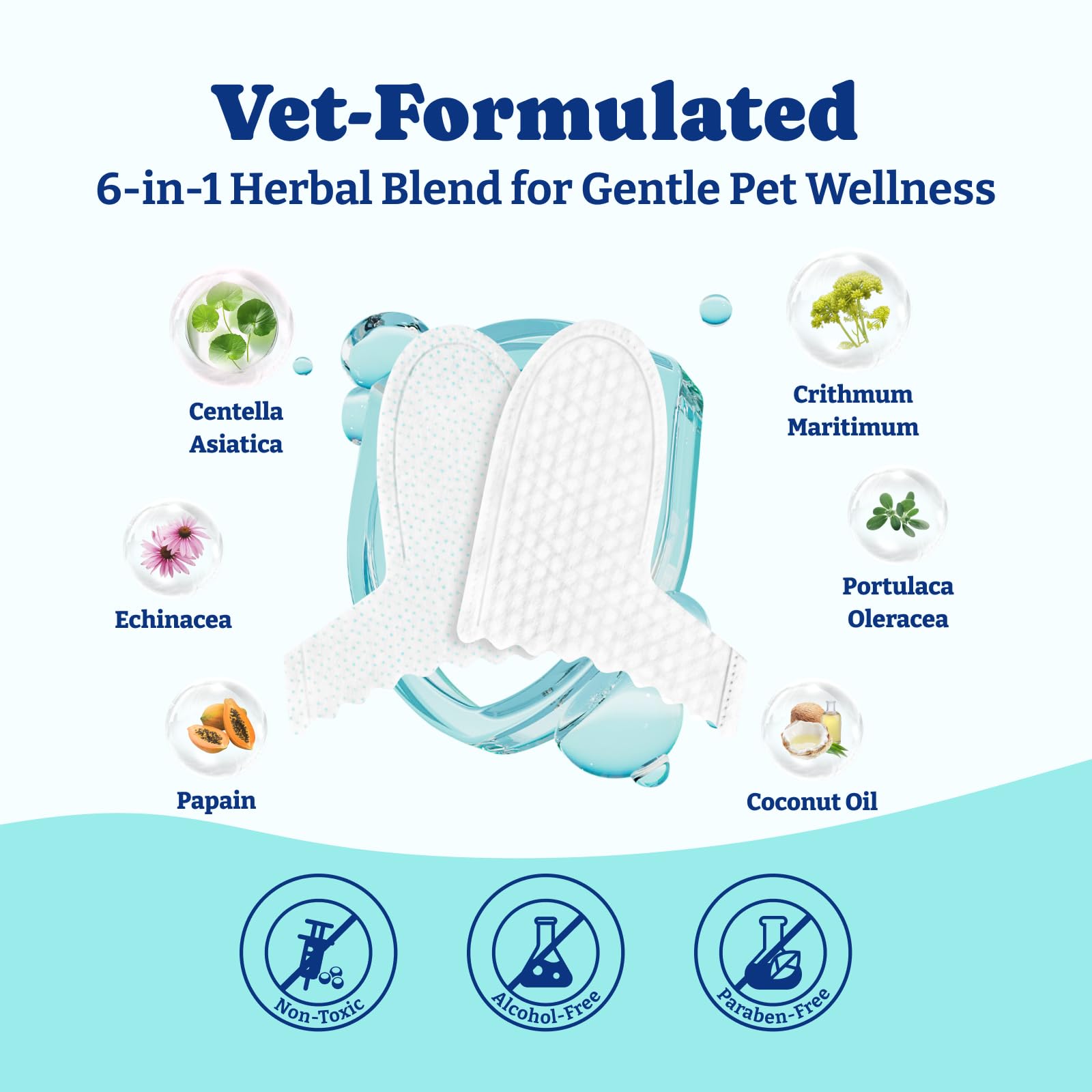 YoYoBay Dog Teeth Cleaning Wipes Dual-Sided Herbal Formula 50 PCS Unflavored