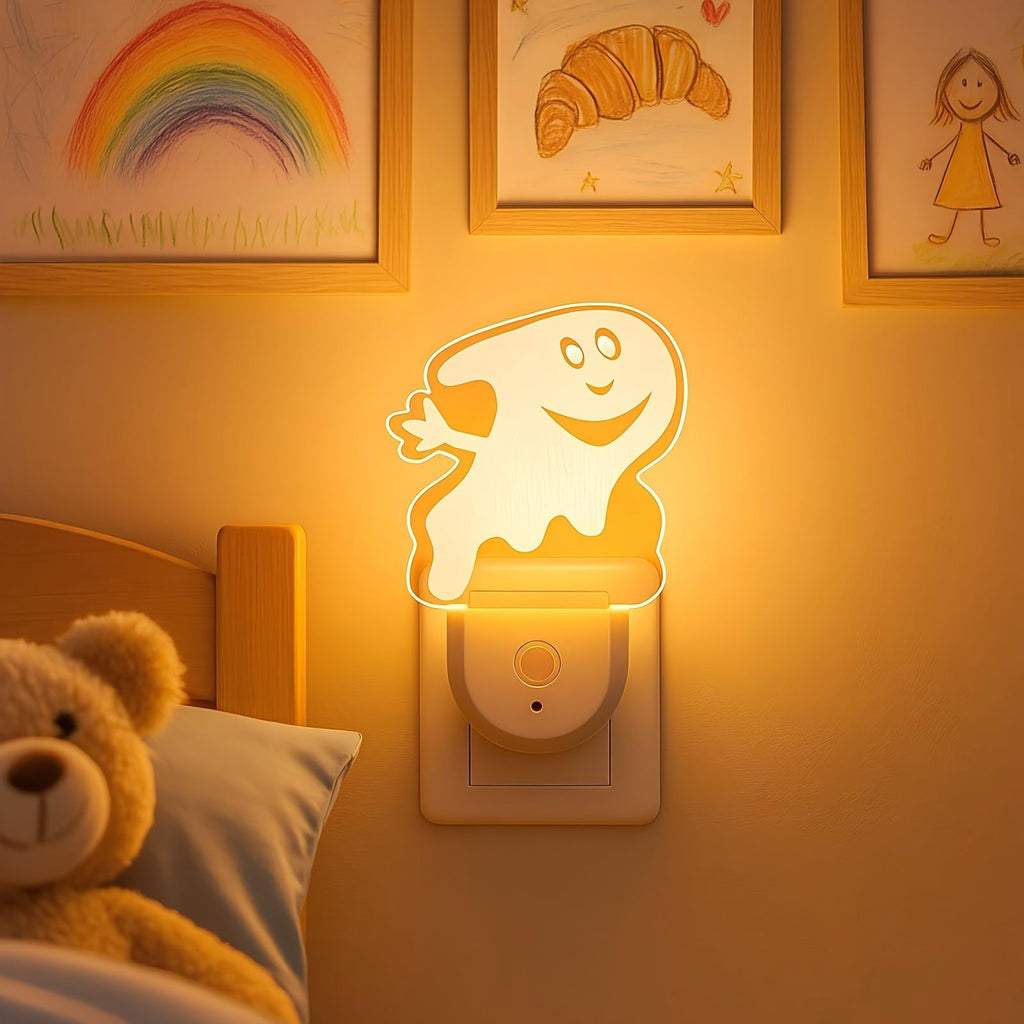 Meonum 2-Pack Christmas Night Light 6-Color LED Dusk-to-Dawn Wall Plug Spooky A