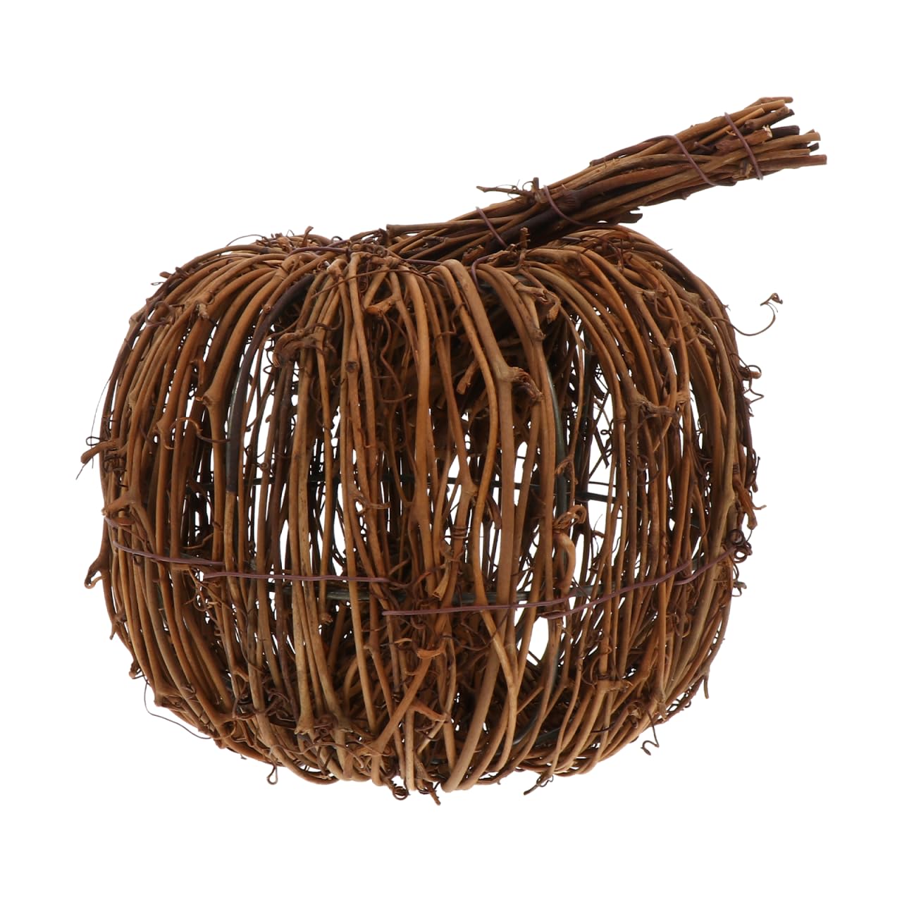 VOSAREA Wicker Rattan Pumpkin Ornament Rustic Brown 15CM Halloween Thanksgiving