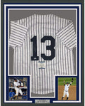 Framed Autographed/Signed Alex Rodriguez 35x39 New York Pinstripe Baseball Jersey Beckett BAS COA