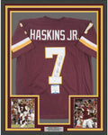 Framed Autographed/Signed Dwayne Haskins Jr. 35x39 Washington Burgundy Football Jersey Beckett BAS COA
