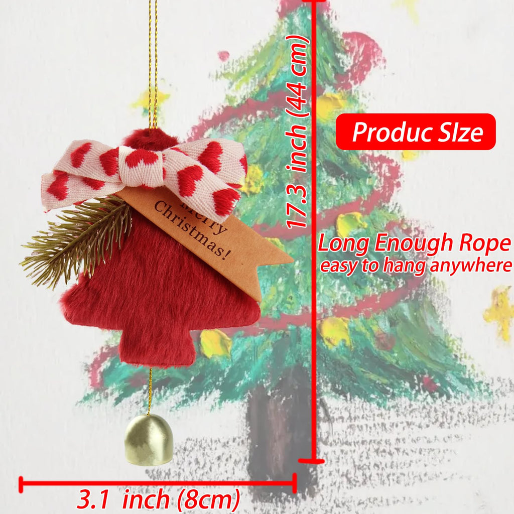DILAGG Christmas Decorations Fuzzy Tree Ornaments Plush Pendant Gold Bell Red