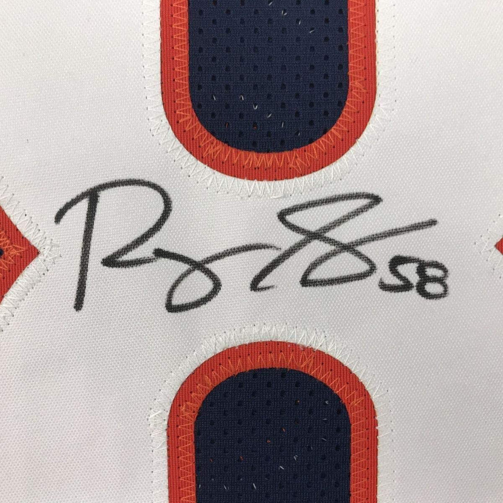 Framed Autographed/Signed Roquan Smith 35x39 Chicago Blue Football Jersey JSA COA