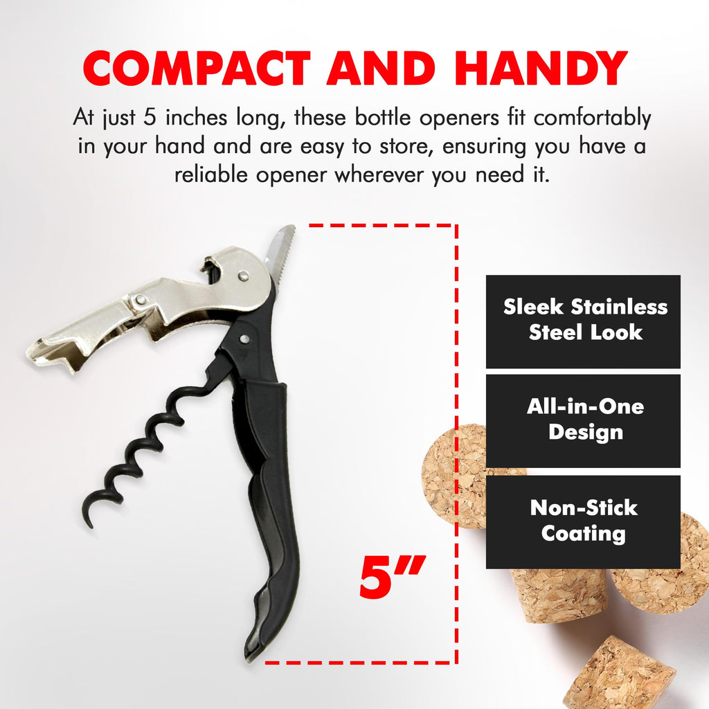 Chef Craft Select Waiters Corkscrew Foil Cutter Bottle Opener 5in Black