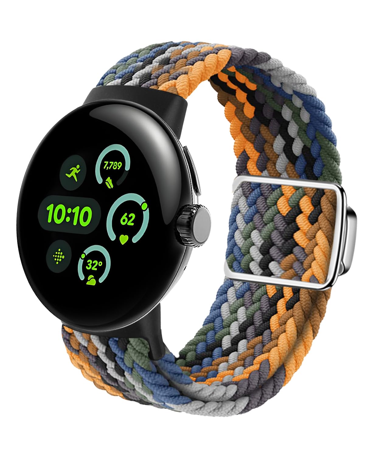 MAKCPOIMER Braided Nylon Band for Google Pixel Watch 41mm Adjustable Camouflage