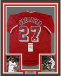 Framed Autographed/Signed Vladimir Vlad Guerrero 35x39 Los Angeles LA Anaheim Red Baseball Jersey JSA COA