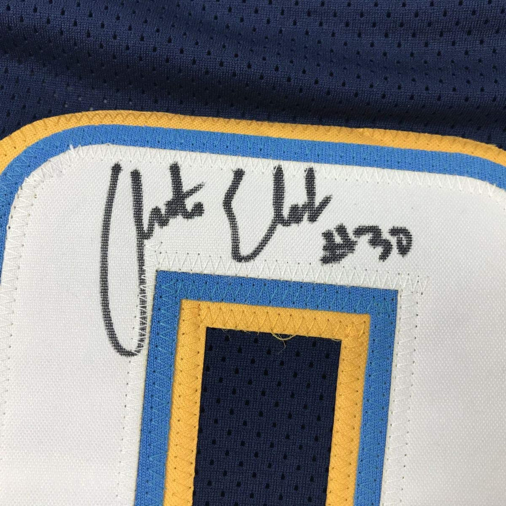 Autographed/Signed Austin Ekeler Los Angeles LA Dark Blue Football Jersey Beckett BAS COA