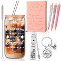Kosiz 7 Pcs Retirement Gifts Set 2025 Glass Cup Leather Notepad Black