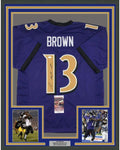 Framed Autographed/Signed John Brown 35x39 Baltimore Color Rush Football Jersey JSA COA