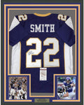 Framed Autographed/Signed Harrison Smith 35x39 Minnesota Retro Purple Football Jersey JSA COA
