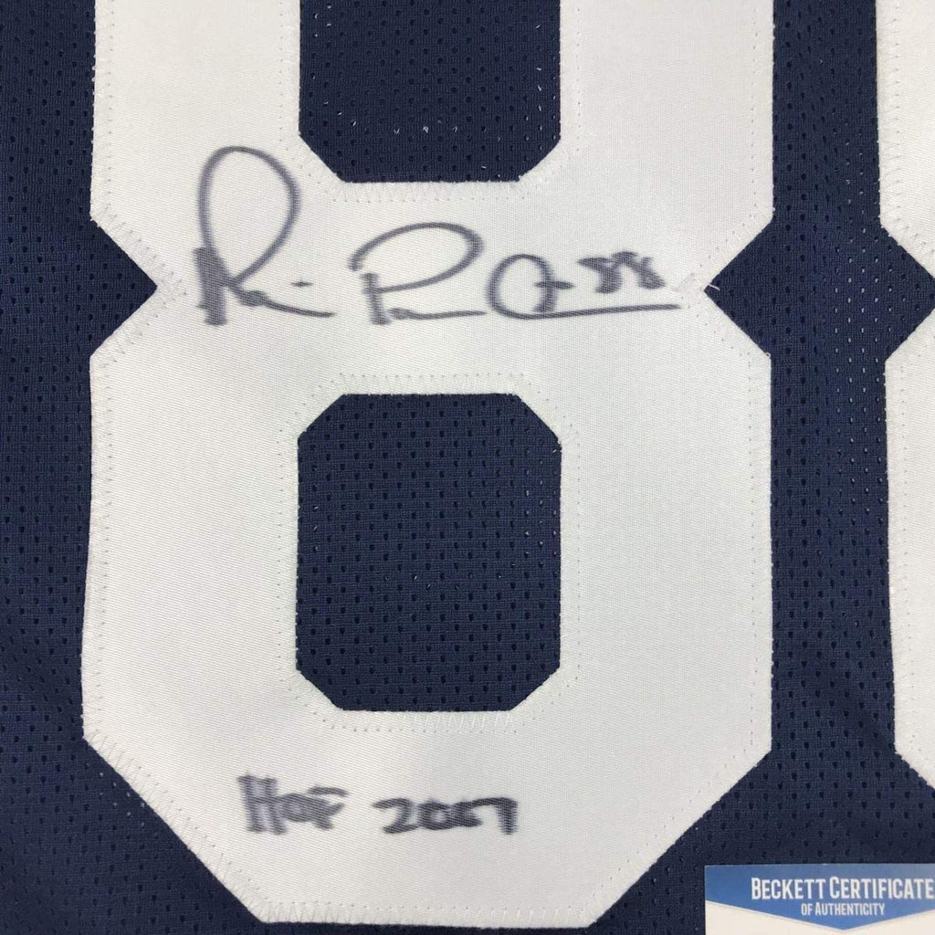 Framed Autographed/Signed Michael Irvin Dallas HOF 2007 35x39 Thanksgiving Day Blue Football Jersey Beckett BAS COA