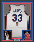 Framed Autographed/Signed Tobias Harris 35x39 Philadelphia White Basketball Jersey JSA COA