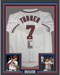 Framed Autographed/Signed Trea Turner 35x39 Washington White Baseball Jersey JSA COA