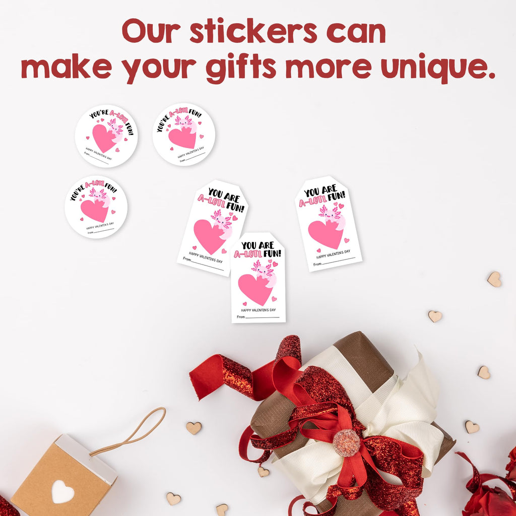 Valentine's Day Labels-You are A-Lotl Fun-20 Circles & 20 Rectangles Self-Adhesive Paper Stickers for Valentines Gifts Envelope Sealing Snack Stickers, Valentine's Day Supplies-04