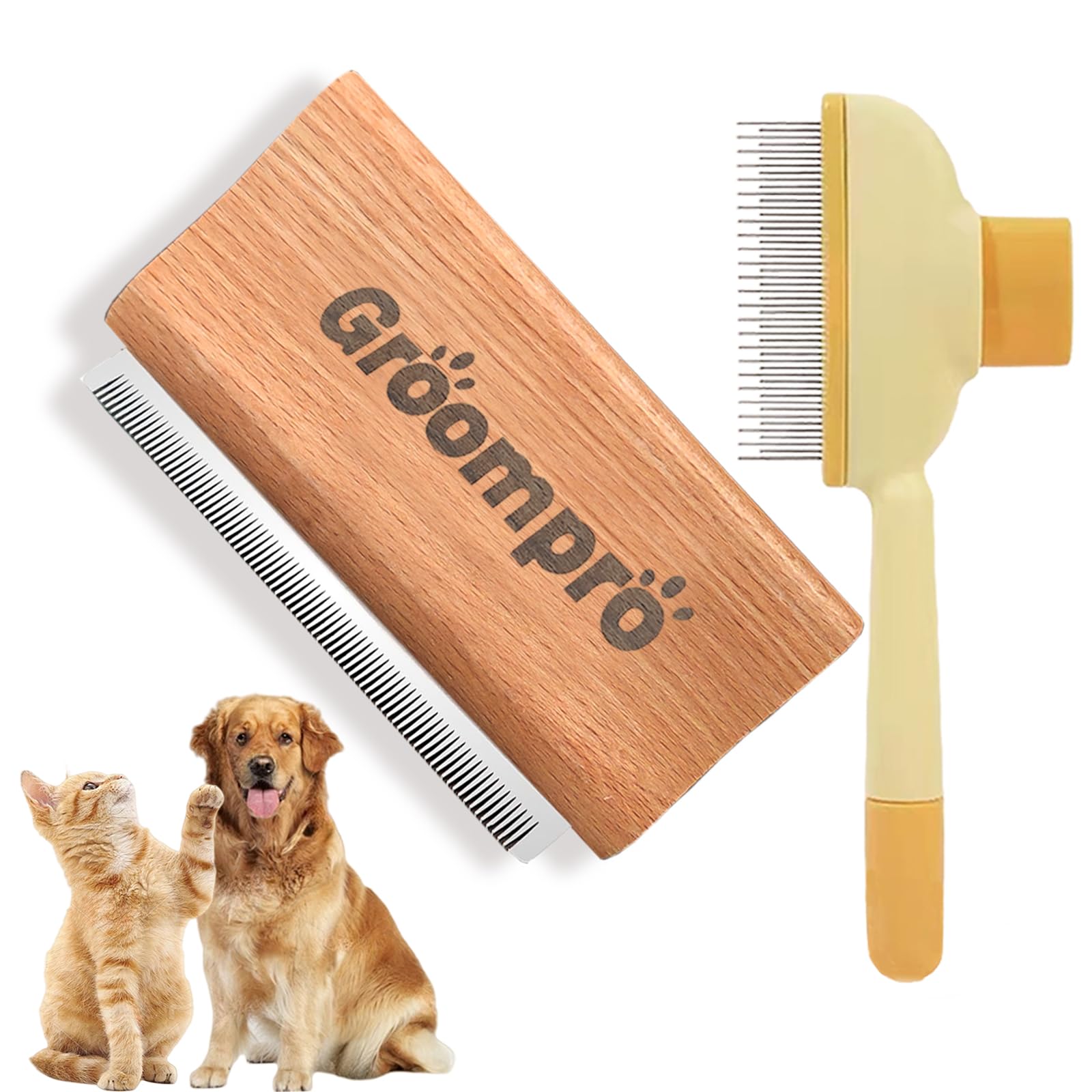Groompro Deshedding Brush Dog & Cat Hair Removal Tool L 5.3 inch