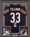 Framed Autographed/Signed Charles Tillman Peanut 35x39 Chicago Blue Football Jersey JSA COA