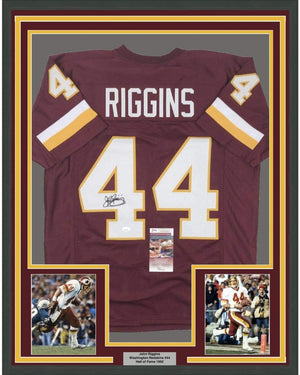Framed Autographed/Signed John Riggins 35x39 Washington Burgundy Football Jersey JSA COA