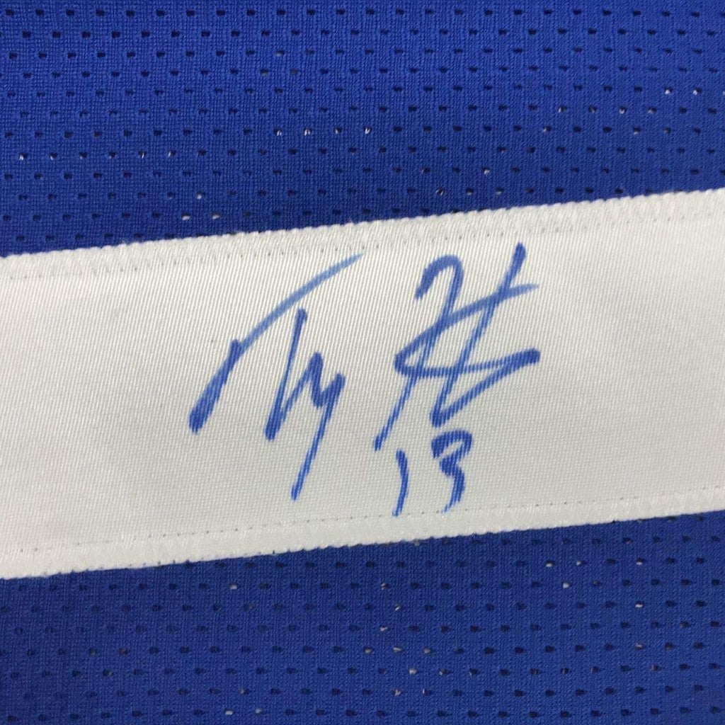 Framed Autographed/Signed TY T.Y. Hilton 35x39 Indianapolis Blue Football Jersey JSA COA
