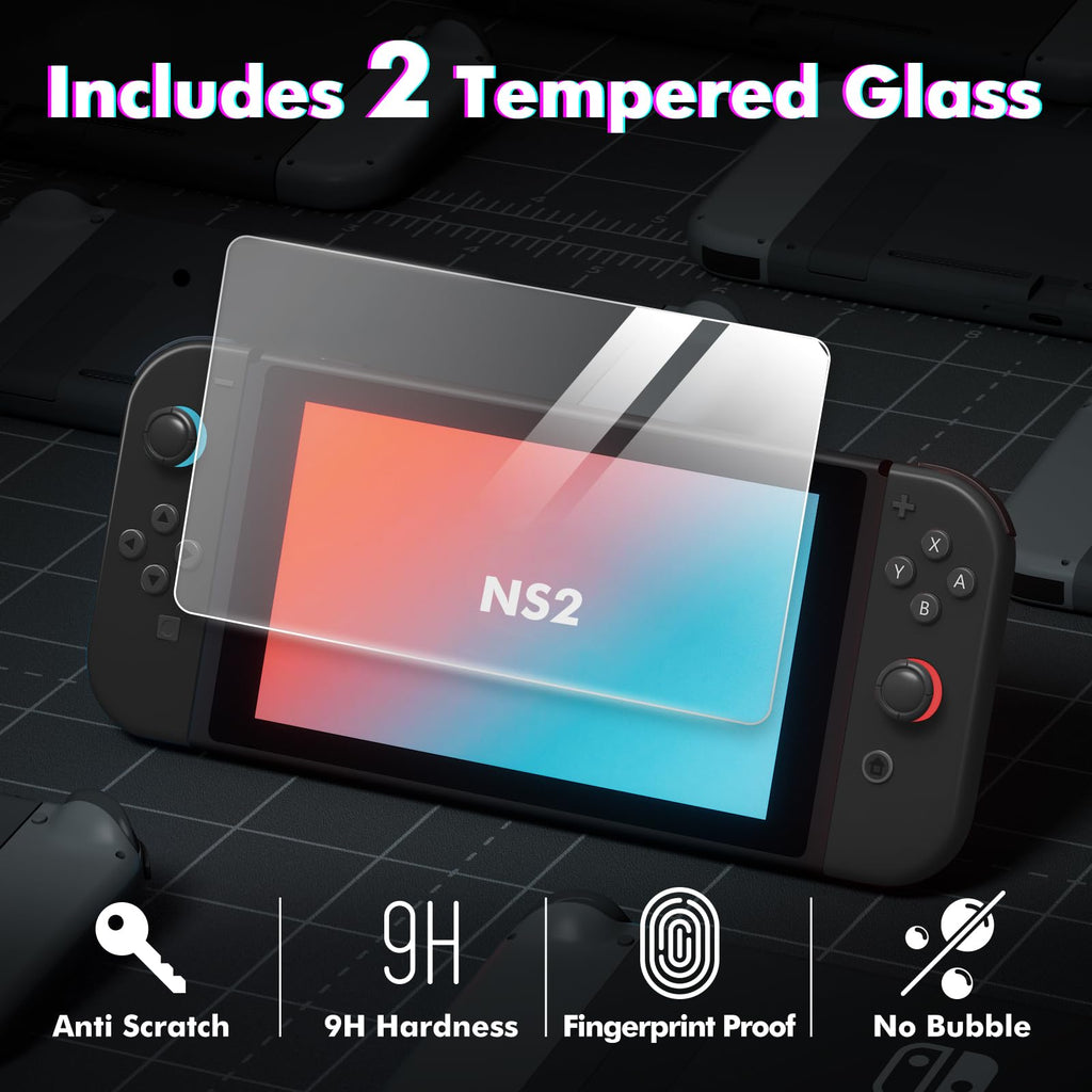 OSYROY Switch 2 Carrying Case 10 Game Slots Screen Protectors Hard Shell Black