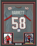 Framed Autographed/Signed Shaquil Shaq Barrett 35x39 Tampa Bay Pewter Grey Football Jersey PSA/DNA COA