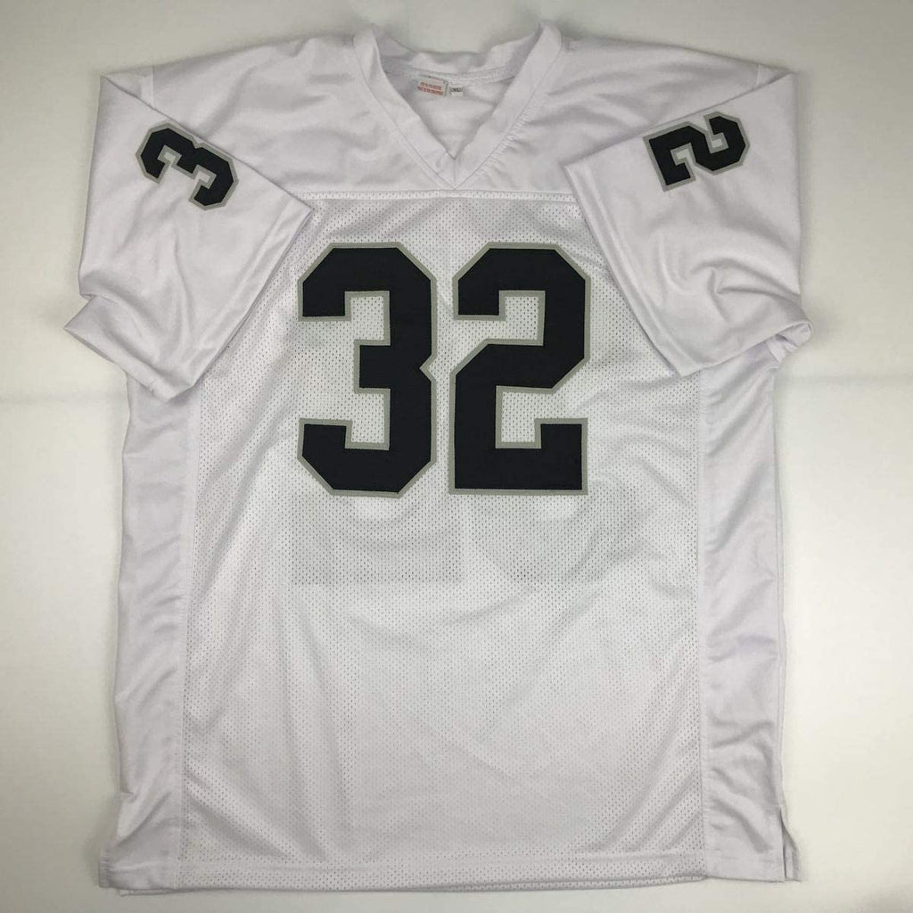 Autographed/Signed Marcus Allen Oakland White Football Jersey JSA COA