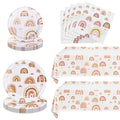 Ryzovo Boho Rainbow Party Supplies 62pcs Paper Plates Napkins Tablecloth