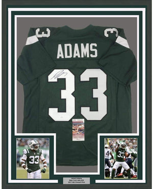 Framed Autographed/Signed Jamal Adams 35x39 New York Green 2019 Football Jersey JSA COA