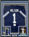 Framed Autographed/Signed Zach Wilson 35x39 BYU Blue College Football Jersey Beckett BAS COA