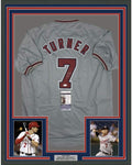 Framed Autographed/Signed Trea Turner 35x39 Washington Grey Baseball Jersey JSA COA