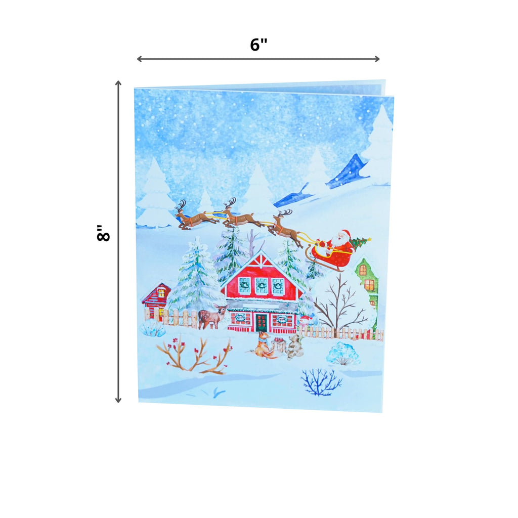PQ Bees Winter Town Merry Christmas 3D Pop Up Cards w Envelope
