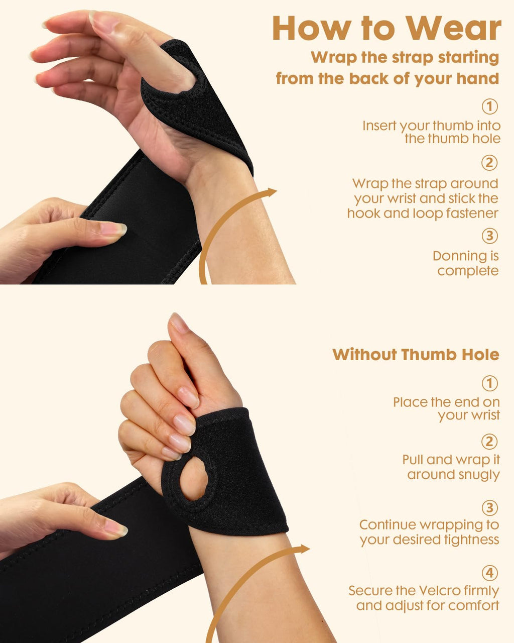 Lalapapa 2 Pack Adjustable Wrist Brace for Men & Women Black Size One Size