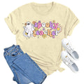 MAIHUN Women's Halloween Teacher Ghost Cartoon T-Shirt Cream Size L