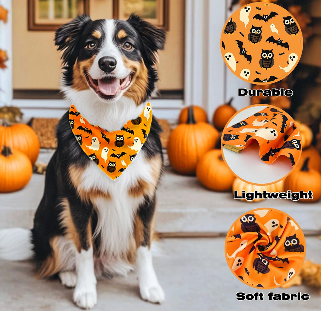 Raisingwell Dog Bandana Halloween N.Helloween 1 Pack Size Large