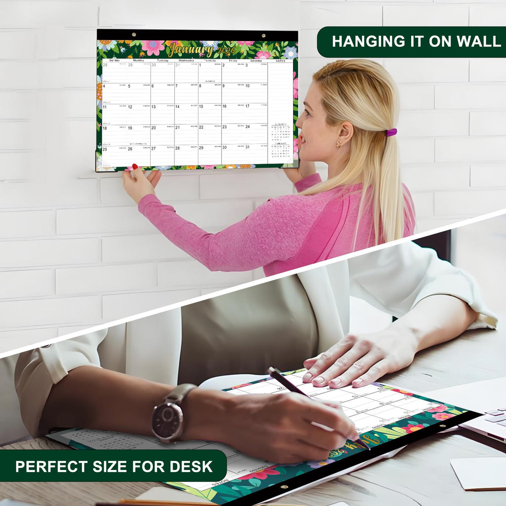 Lbylyhxc 2026-2027 18-Month Desk Calendar 17x12 Flowers Jan 2026-Jun 2027