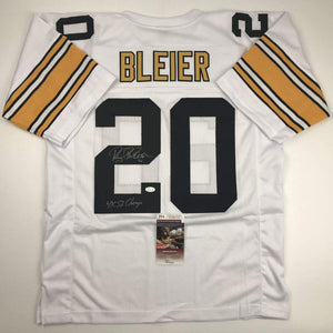 Autographed/Signed Rocky Bleier 4x SB Champ Pittsburgh White Football Jersey JSA COA