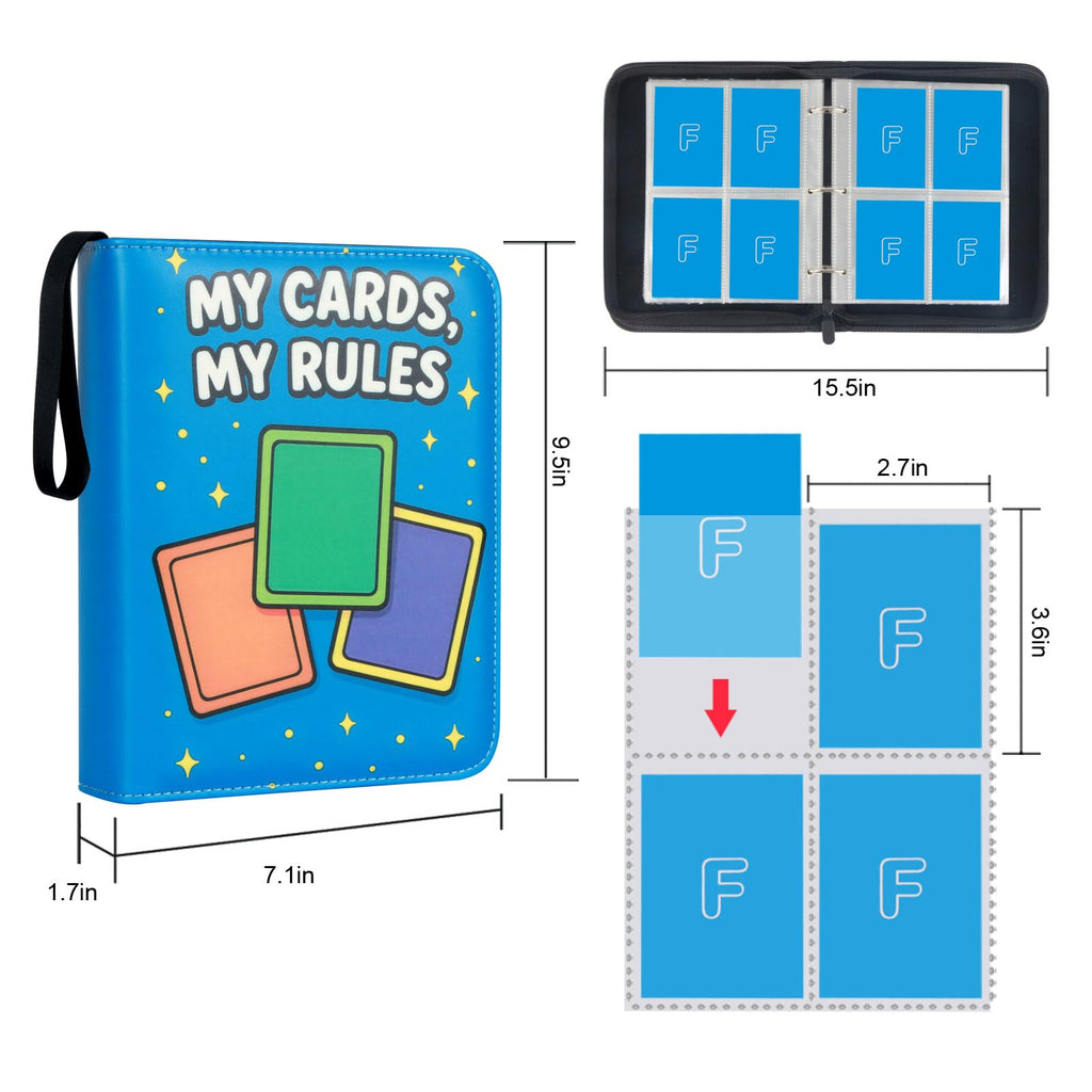 Famard 4 Pocket Carrying Case Binder for Standard Trading Card, Holds Up to 400 Cards with 50 Premium Sleeves Compatible with MTG, TCG and Sports Cards