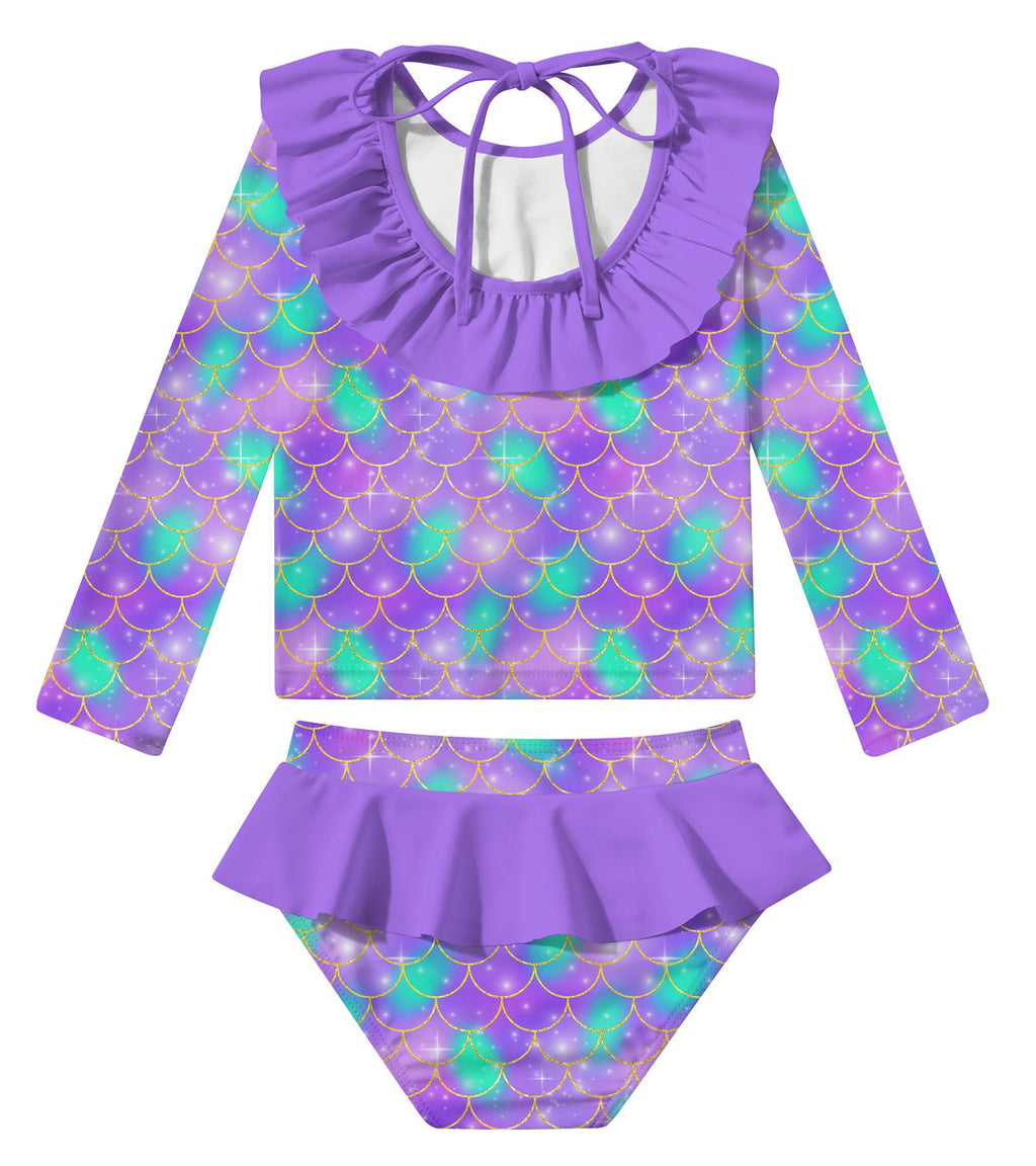 RAISEVERN Girls 2-Piece Mermaid Swimsuit Rash Guard Set A-mermaid-01 Size 3T