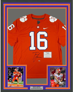 Framed Autographed/Signed Trevor Lawrence 35x39 Clemson Tigers Orange Authentic Nike College Football Jersey Fanatics COA