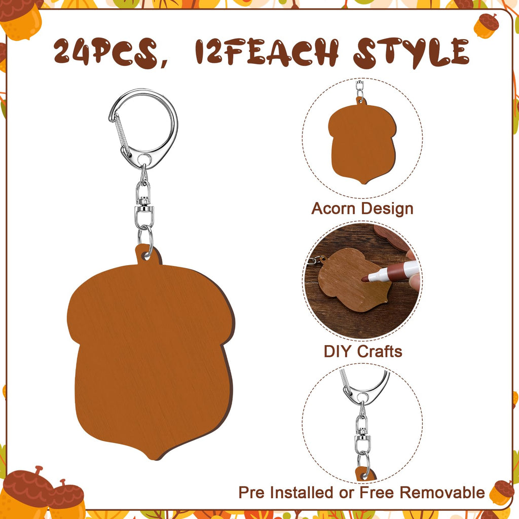 [Like New] RattanView 24-Piece Acorn Keychain Craft Set, 12 Styles