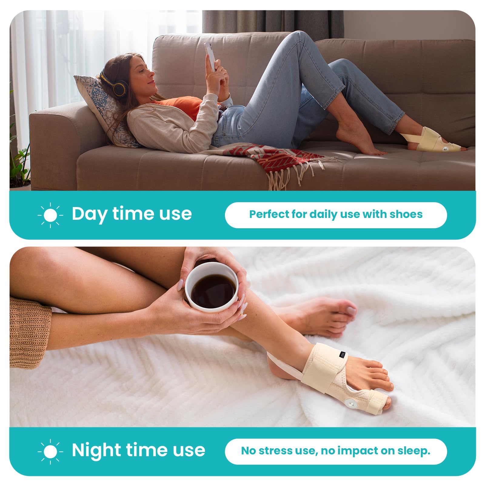 Promifun Bunion Corrector Adjustable Toe Splint Pain Relief Beige 1Pair One Size